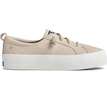 Sperry Crest Vibe Platform Kožené Bezove - Damske Tenisky